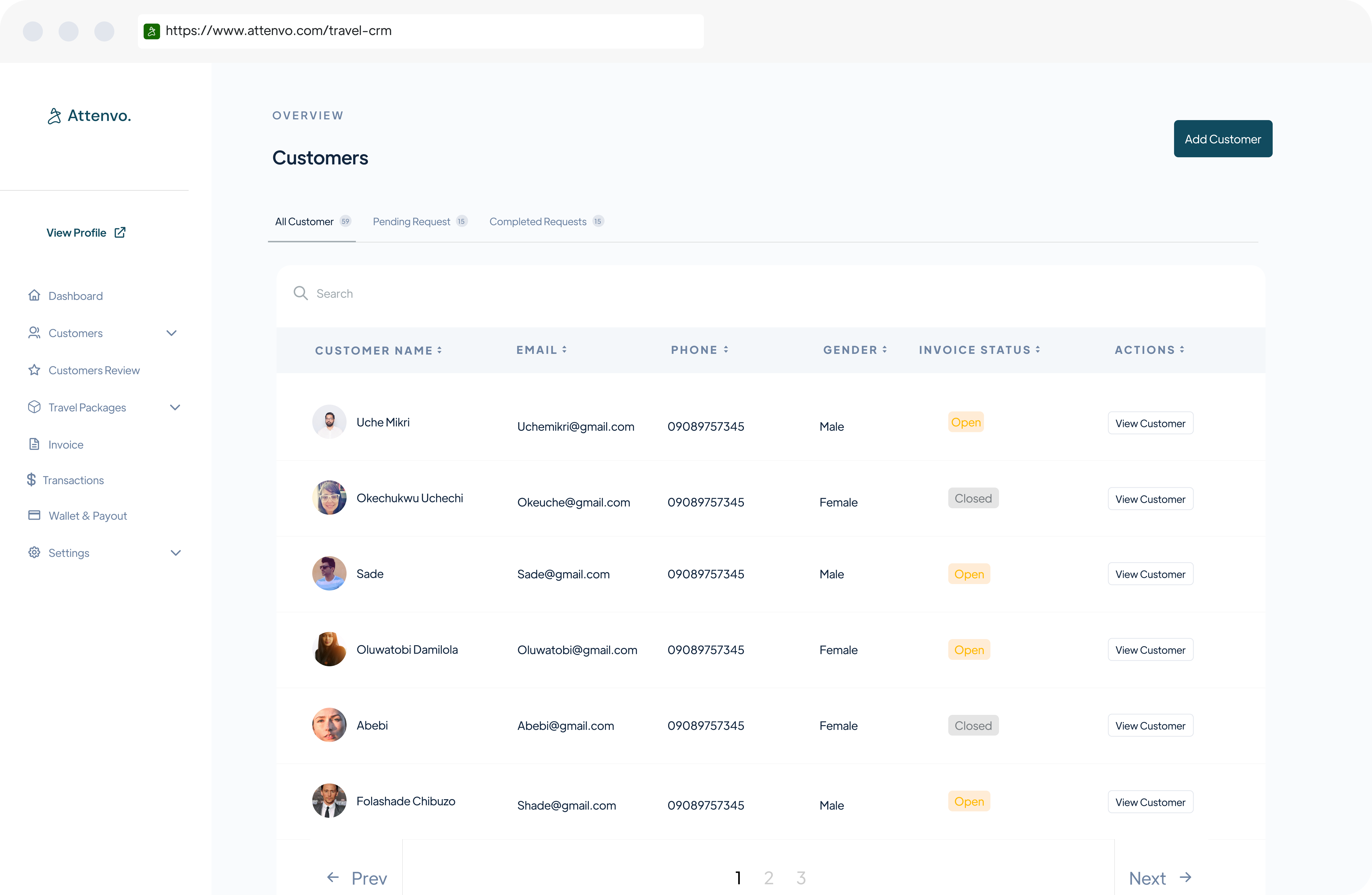 Attenvo travel CRM